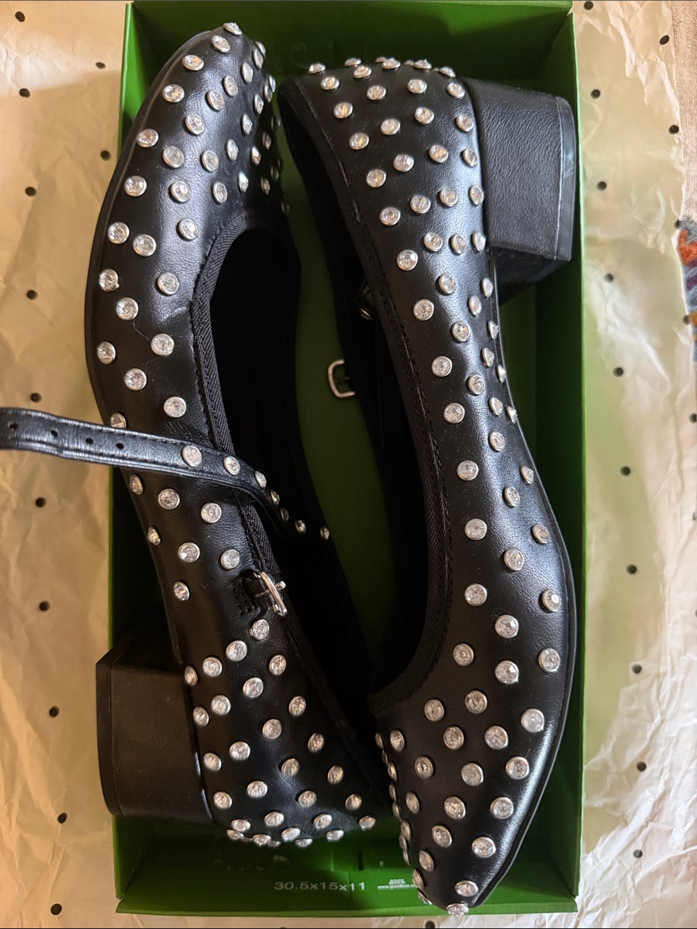 Madden Girl Black Studded Mary Jane Flats with Block Heel